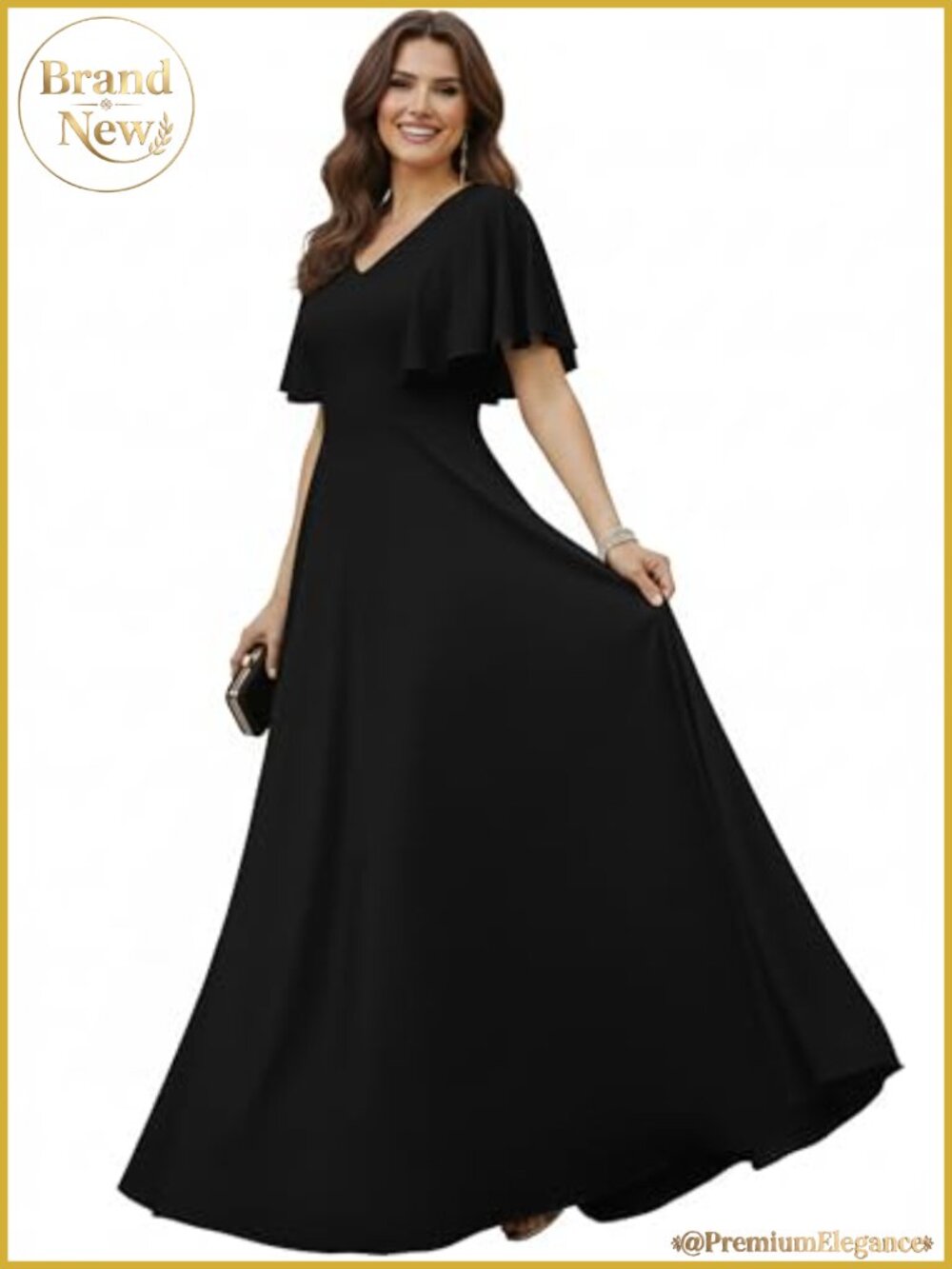 Women's A-Line Maxi Dress Empire Waist Short Sleeve Formal Gown Plus Size